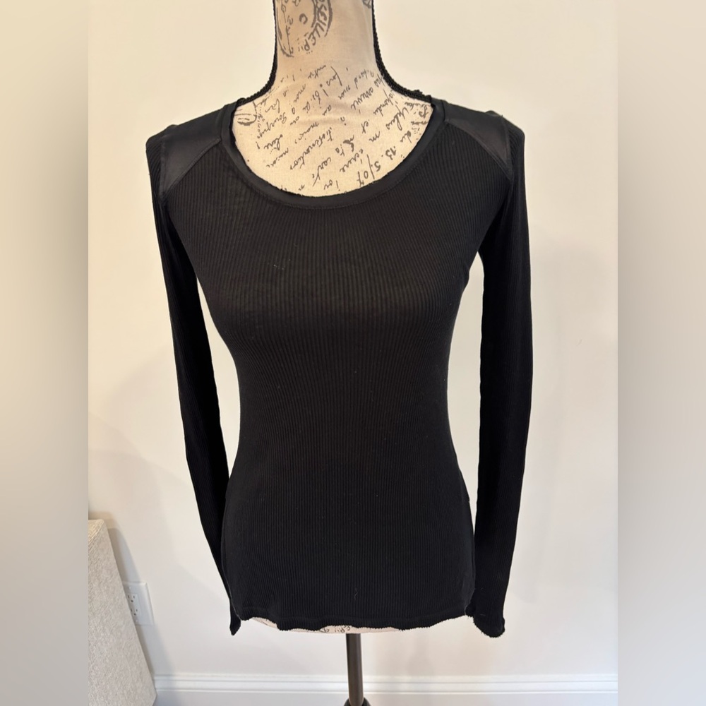 rag & bone Black Ribbed Long Sleeve Tee